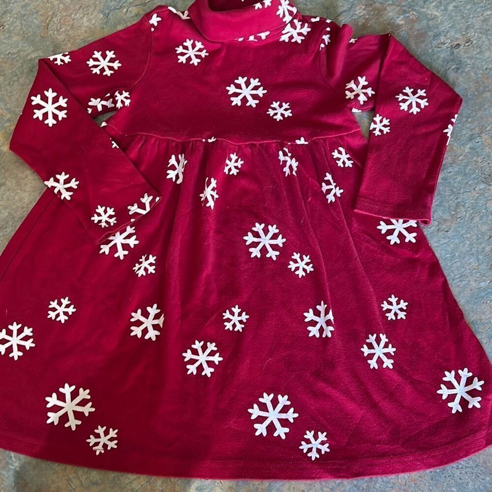 Gymboree Red Cotton Snowflake Holiday Dress Sz 6